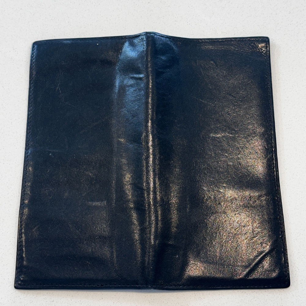 Vintage Buxton Black Leather Pocket Wallet Document Bill Fold
